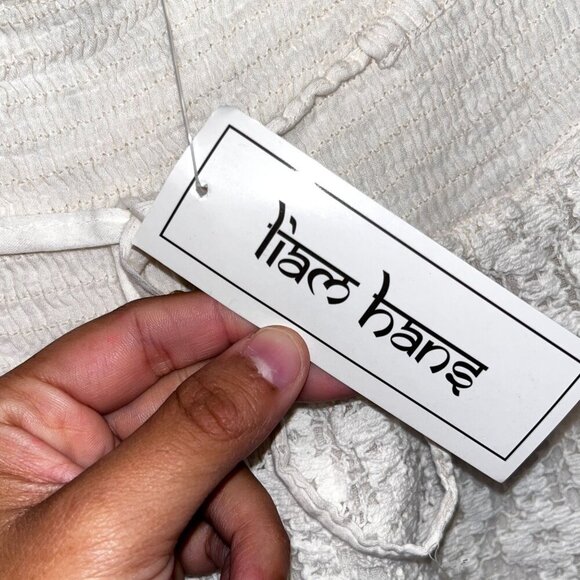 NWT Liam Hangs White Crochet Boho Cover-up Women's Pants Size L/XL - Picture 5 of 11